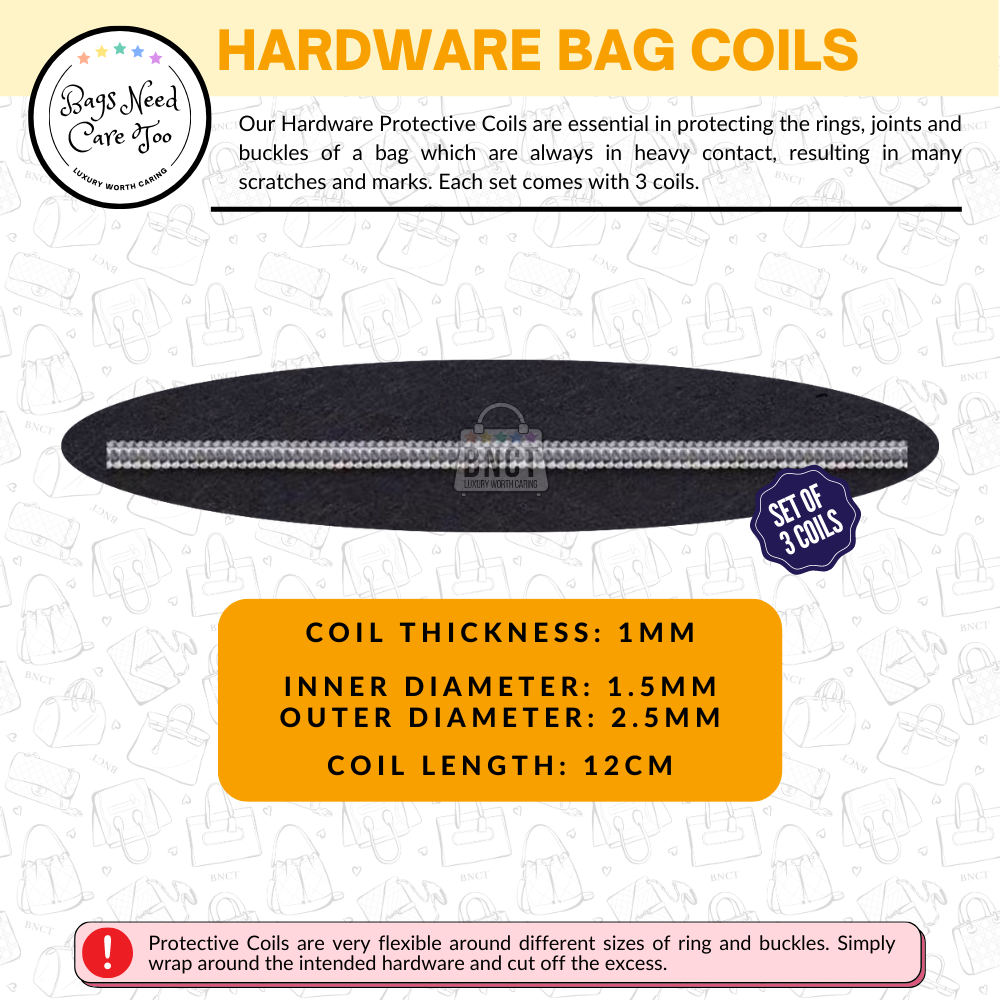 Protective Coils For Bag Hardware | Ring Joints & Buckle Transparent Coil | Set of 3 Coil